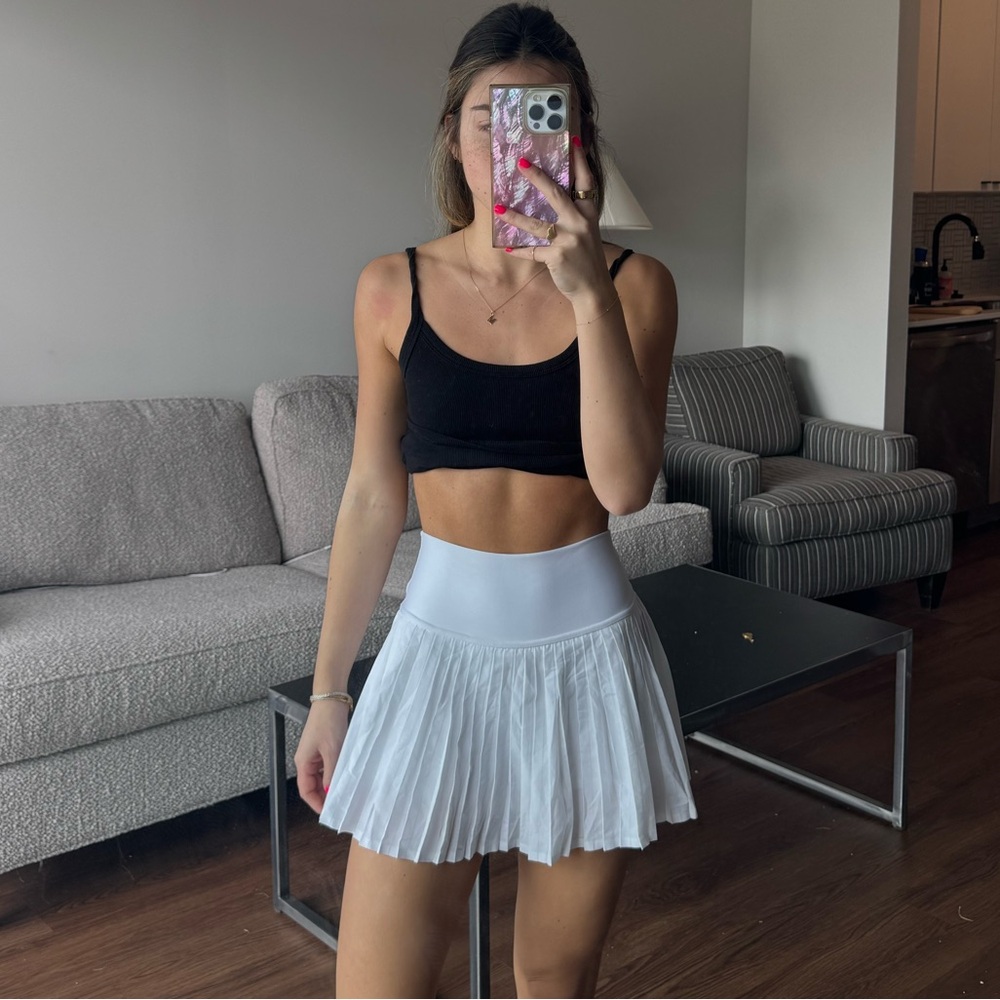 ALO White Pleated Skirt